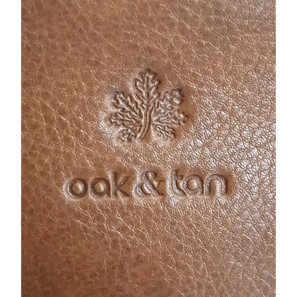 Oak & Tan Cognac Pebbled Leather Crossbody 3 Zippered Compartments Adj Strap